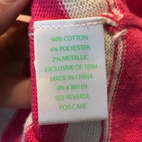 Lilly Pulitzer Stripe Knit Sweater Dress Metallic Nude & Pink Girls Sz XL (12-14 - Picture 7 of 7